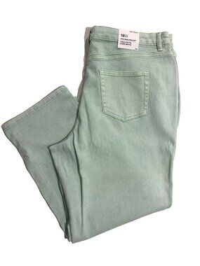 PASTELCORE High Rise Straight Leg Jeans Mint Green 18W Plus Size Colorful Denim
